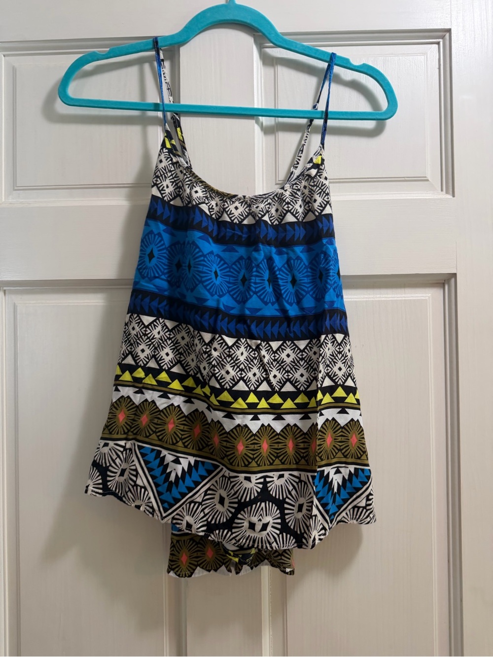 Old Navy Blue, Black and Olive Aztec-Print Tank Top